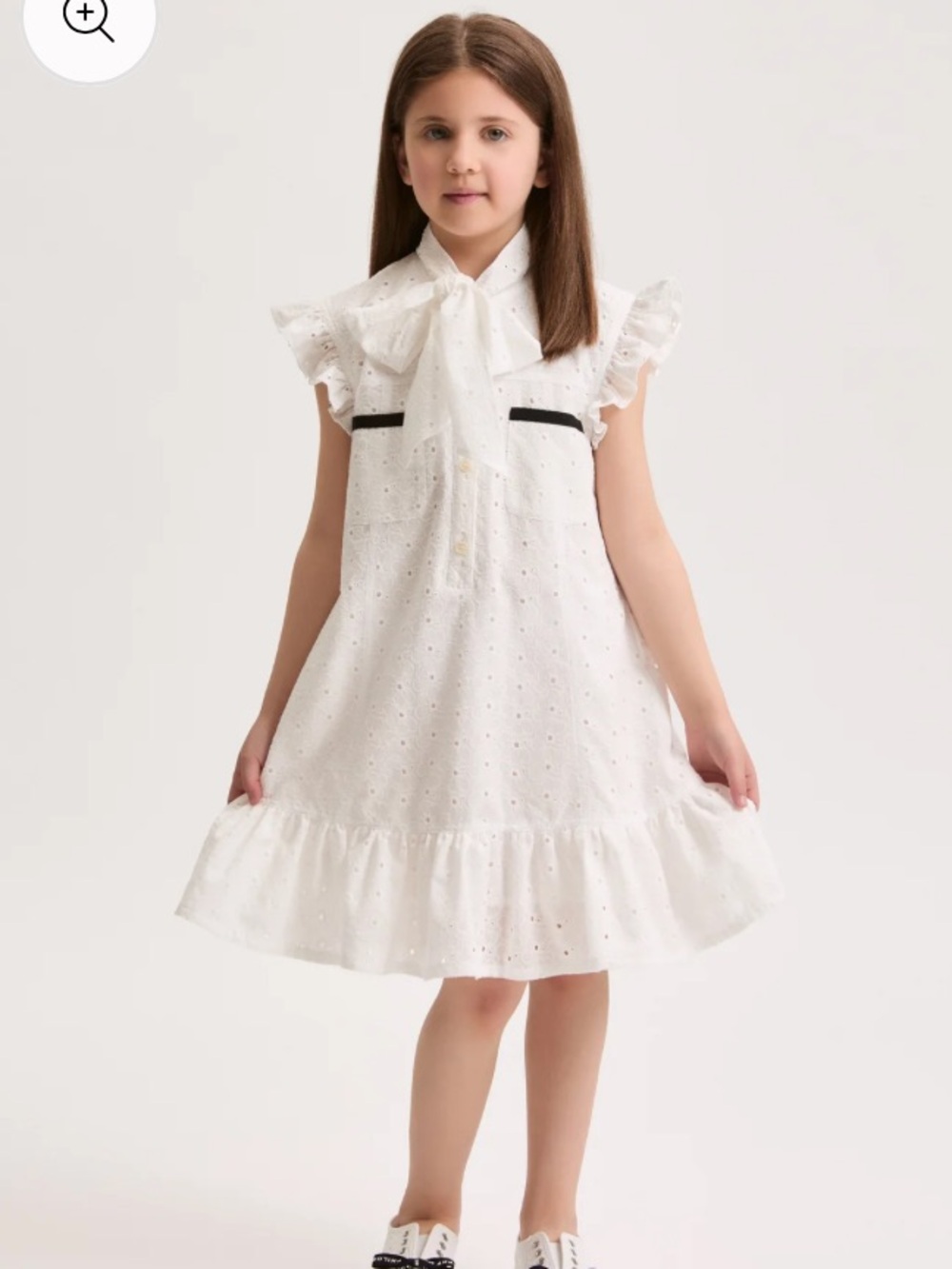 Girls Philosophy White Eyelet Bow Dress